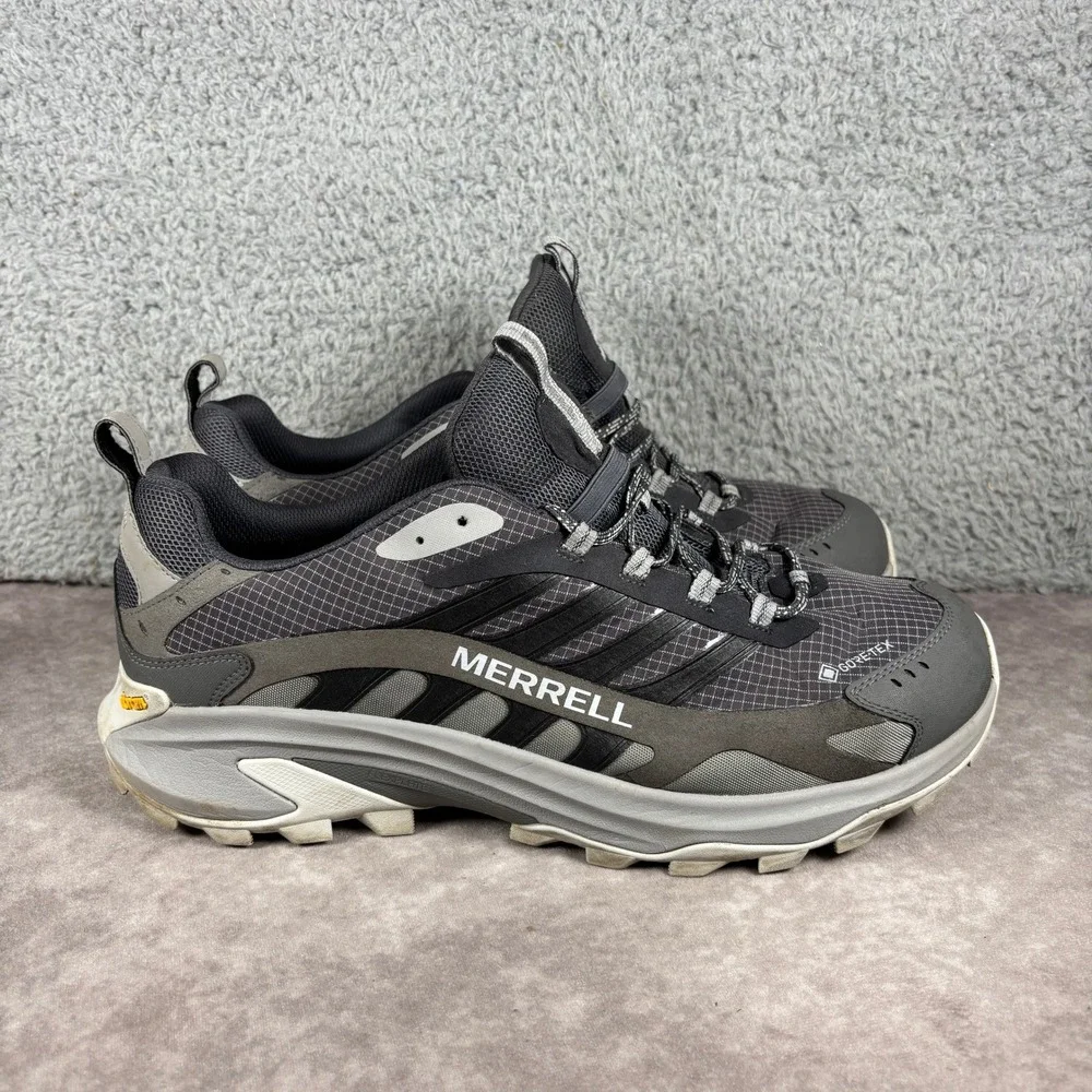 Merrell Hiking Shoes Mens 14W Black Moab Speed GORE-TEX Waterproof Vibram Low